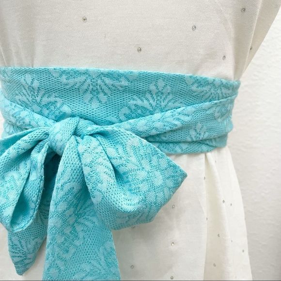 Fabric Belt Sash, Embossed Floral Medallion, Tiffany Blue, New Item - Picture 2 of 4